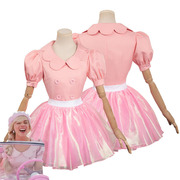 芭比Barbie真人版电影cos服粉红短袖裙子套装cosplay服万圣节2023
