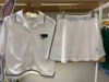 撞色白色减龄韩系开衫，短袖套装高尔夫服装，女士简约运动高球棒球服