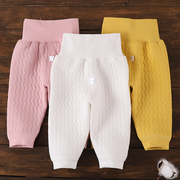 婴儿裤子秋冬保暖高腰护肚两用可开裆裤子，新生儿男女宝宝三层夹棉
