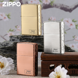 zippo正版打火机四叶草，波纹边凿边工艺，仿古铜古银收藏送礼