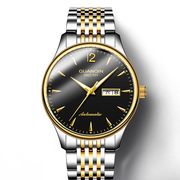 冠琴全自动日历机械手表，钢带瑞士镂空品牌，男商务精钢国产腕表