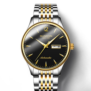 冠琴全自动日历机械手表钢带瑞士镂空品牌男商务精钢国产腕表