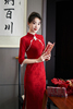新中式敬酒服日常新娘春秋季流苏长袖红色礼服裙蕾丝旗袍女回门变