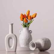北欧简约陶瓷花瓶家居客厅，插花花器，素色白瓷摆件装饰品现代创意