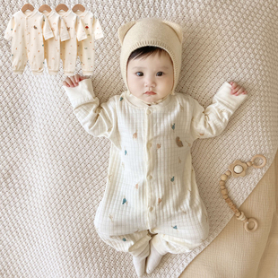 婴儿连体衣春秋宝宝长袖哈衣爬服舒绒棉卡通宝宝外出服新生儿衣服