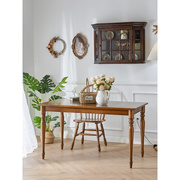 美式复古红橡木餐桌法式实木家用小户型饭桌原木休闲长方形工作台