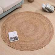 竹编地毯日系日式圆形编织地垫茶几沙发毯黄麻亚麻麻拍摄影地毯