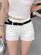 白色短裤女夏季弹力休闲裤运动修身外穿性感辣妹热裤高腰西装裤子