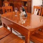 可折叠圆桌伸缩椭圆西餐桌，桌布桌垫软，玻璃透明防水防油防烫免洗