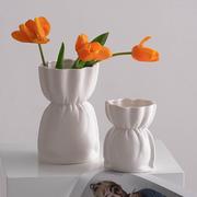 蜀门北欧白色创意陶瓷装饰干花仿真花花瓶家居摆件客厅插花花器