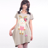 BeinLover日本RIBBON LOVER长款短袖T小兔子图案女款T恤加厚纯棉