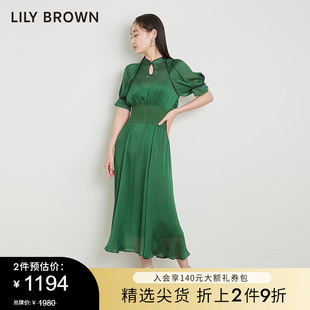 lilybrown春夏款，新中式镂空包边，收腰气质连衣裙lwfo231218