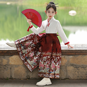 马面裙女童中国风古装，套装2024超仙女孩，春装汉服儿童唐装春秋