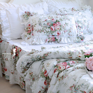 게으른휴가︱欧美韩版欧洲花园公主花边全棉田园床上用品纯棉件套