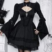 黑色哥特连衣裙女lolita蛋糕裙罩衫套装a字洛丽塔公主裙