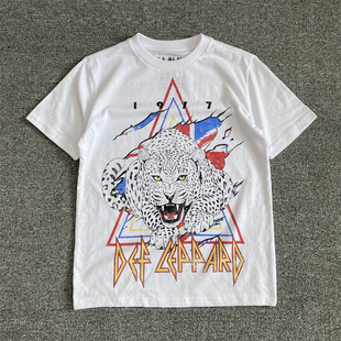 外贸儿童8-16岁豹子图案摇滚夏季短袖，t恤