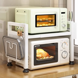 厨房微波炉架子置物架，家用台面烤箱收纳架可伸缩双层多功能架子