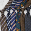 手打款蓝色条纹领带，男8公分红色条商务正装，职业工装上班团体领带