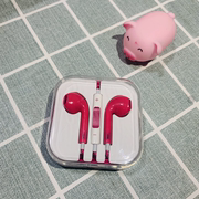 玫红色线控耳机，iphone苹果安卓，小米通用带麦克风