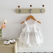女童时尚套装0-5岁夏季韩国童装宝宝纯色吊带裙衫短裤两件套AT108