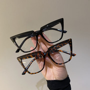 欧美风猫眼个性平光眼镜复古时尚显瘦三角形素颜显瘦圆脸眼镜框架