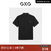 gxg男装黑色卡通老花刺绣，短袖polo衫，2023秋季gex12423683