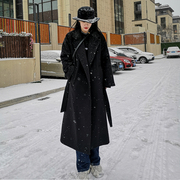 冬季韩版呢大衣女超长宽松加厚过膝到脚踝英伦风流行毛呢外套