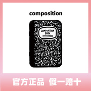 composition 韩国创意手帐贴纸黑白涂鸦装饰贴纸收纳铁盒套装