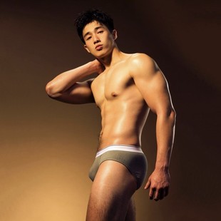 3件79元asianbum男50支螺纹，纯棉低腰舒适性感，薄三角平角内裤