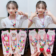 韩国儿童发光项链手链，戒指耳夹套装公主可爱卡通，首饰女童饰品首饰