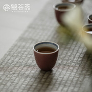 中式简约豇豆红茶红茶杯功夫茶具品茗杯双线手绘青花圆口杯单杯