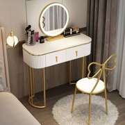 梳妆台小型窄铁艺小型带镜子，超窄移动床头柜一体，迷你化妆桌精简