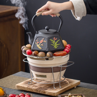 围炉煮茶铁壶煮茶壶泡茶专用碳火炉煮茶器具全套老式铸铁茶壶网红
