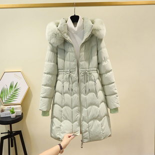大毛领羽绒棉服女冬装，2023小个子棉袄，外套中长款显瘦加厚棉衣