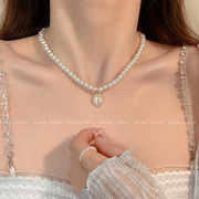 猫眼石珍珠项链女高级感轻奢小众锁骨链2023年颈链情人节礼物