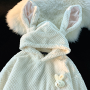 美式复古奶fufu的兔子耳朵毛绒连帽卫衣女慵懒风宽松潮牌情侣外套