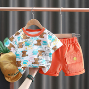 男童夏季套装洋气潮宝宝，婴儿童2022夏装，两件套小童短袖衣服潮