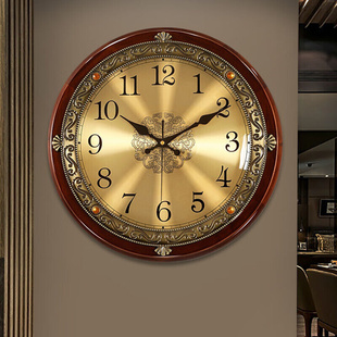高端轻奢欧式实木复古挂钟实木欧式钟表挂钟客厅新中式家