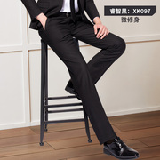 夏季薄款西裤男商务正装，修身垂感直筒，宽松休闲黑色西服小脚长裤子