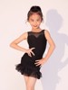 儿童拉丁舞服装2024练功服，长袖女网红黑色，无袖拉丁舞裙演出服