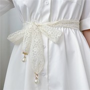 白色蕾丝搭配裙子的腰带女士2023裙带连衣裙配饰时尚装饰百搭
