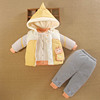 0一1岁男宝宝秋冬装外套童加厚棉衣外出分体款婴儿服袄三件套装季