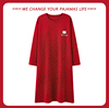 俞兆林红色睡裙女春秋季长袖，纯棉睡衣裙2023本命年套头家居服