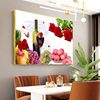 现代简约餐厅装饰画单幅饭厅墙壁挂，画晶瓷镶钻水果酒杯花卉有框画