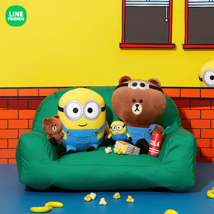 LINE FRIENDS MINIONS 小黄人布朗熊变装玩偶 卡通动漫玩偶抱枕