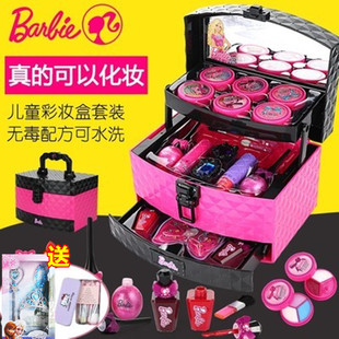 芭比儿童化妆品小女孩手提箱玩具公主，彩妆盒套装娃娃生日新年礼物