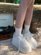 黄洛林 美式复古小白鞋女2024年春季松糕厚底透气休闲板鞋子