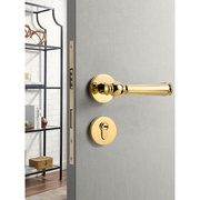 金色卧室门锁室内门把手锁具法式磁吸门锁静音分体门锁家用木门锁