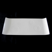 L12英寸长方铁板盘子 超大异形骨瓷纯白色陶瓷西餐具正宗高档骨质