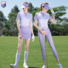 夏ZG-6高尔夫女服装球服装女运动套装短袖T恤紫色修身九分裤女裤